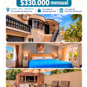 ZEBALLOS Ofrece en Alquiler habitacion amoblada en Godoy Cruz.$330.000.- contrato mínimo x 6 meses,